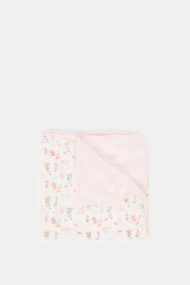 Babies Pink Floral Printed Fleece Blanket